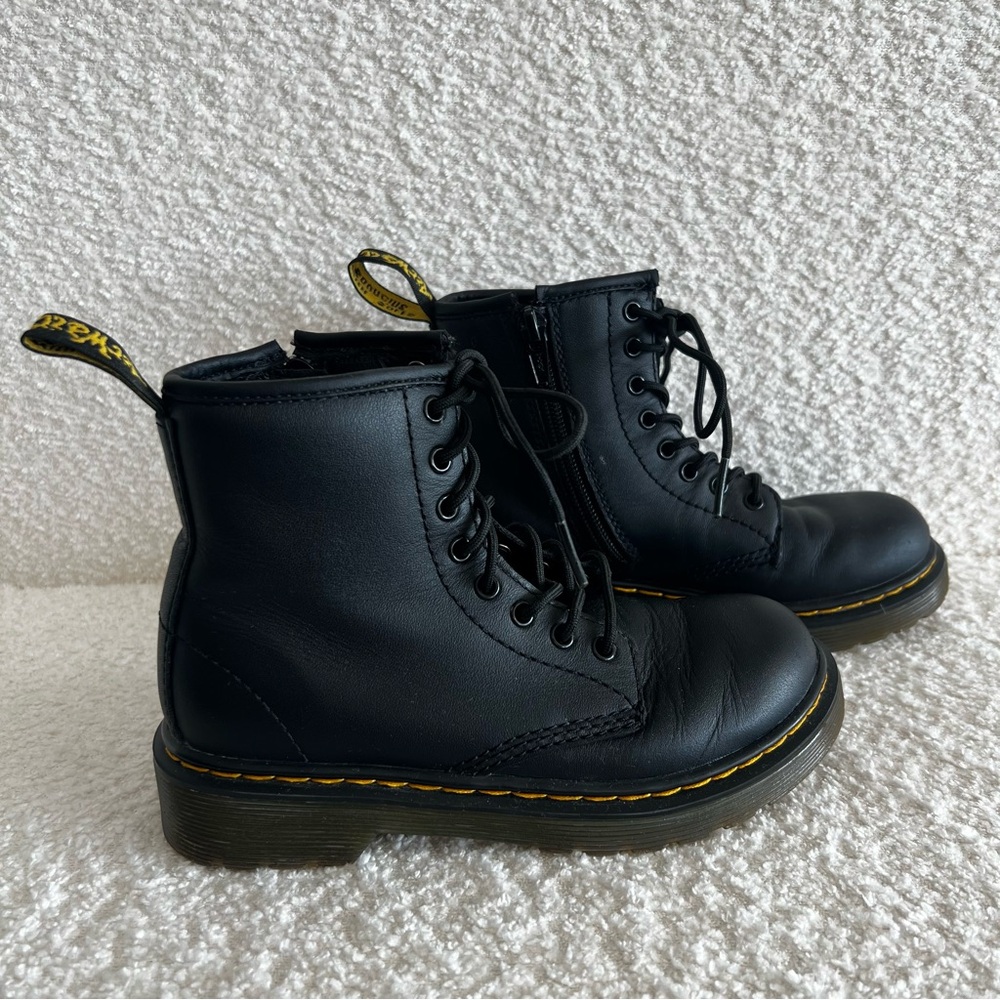 Dr Martens Kids Junior 1460 Softly T Leather Lace Up Black Combat Boots Size 13 - Picture 4 of 12